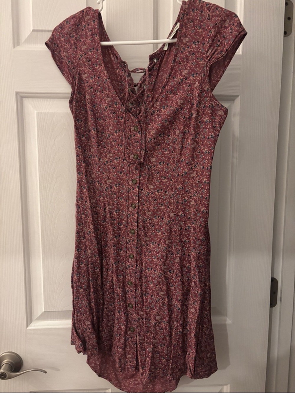 American Eagle Outfitters Cottagecore Floral Lace-up/ Cut Out Back  Mini Dress
